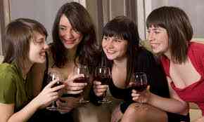 Group of women drinking wine